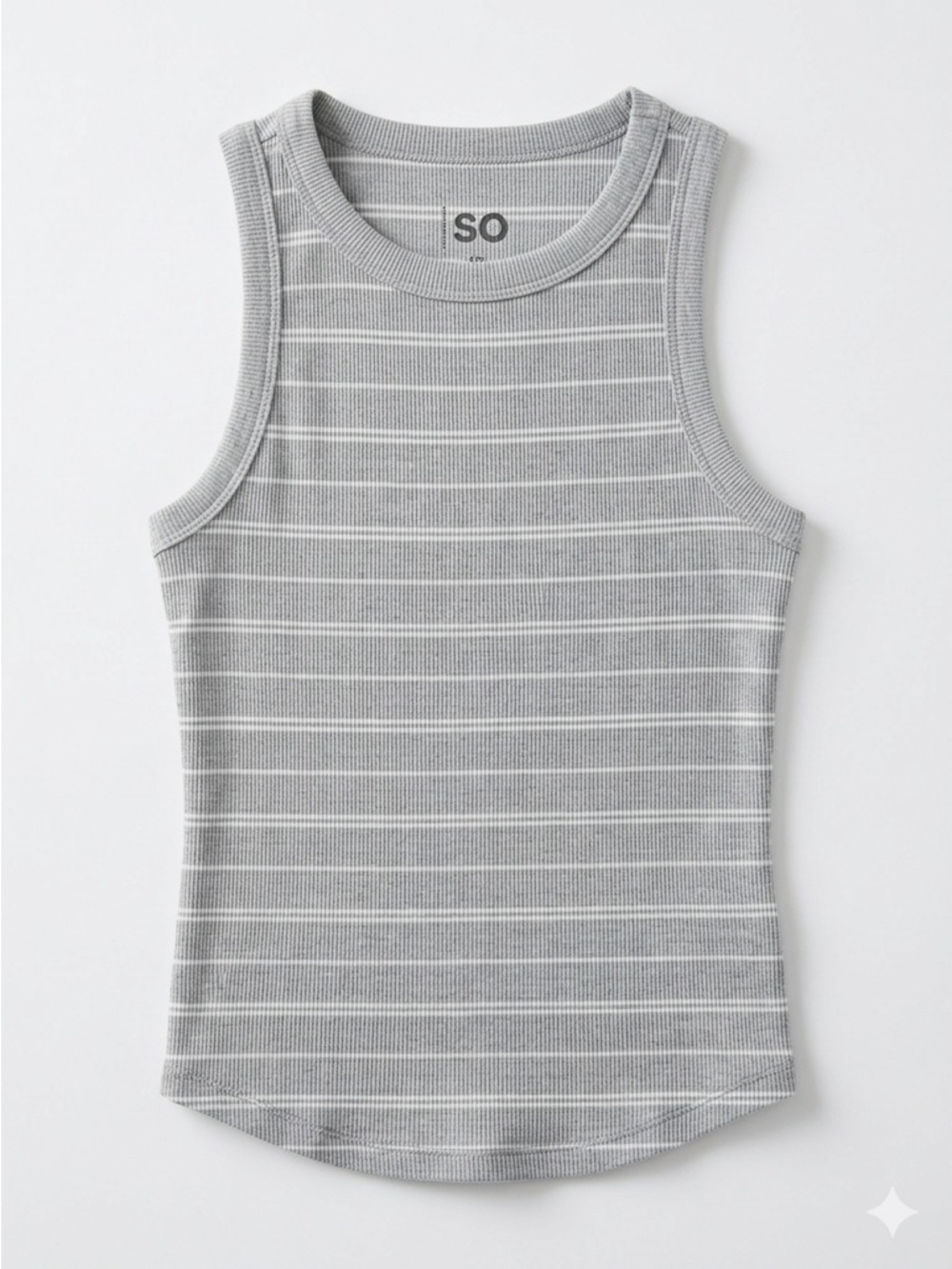 SO Grey & White Striped Ribbed Tank‎